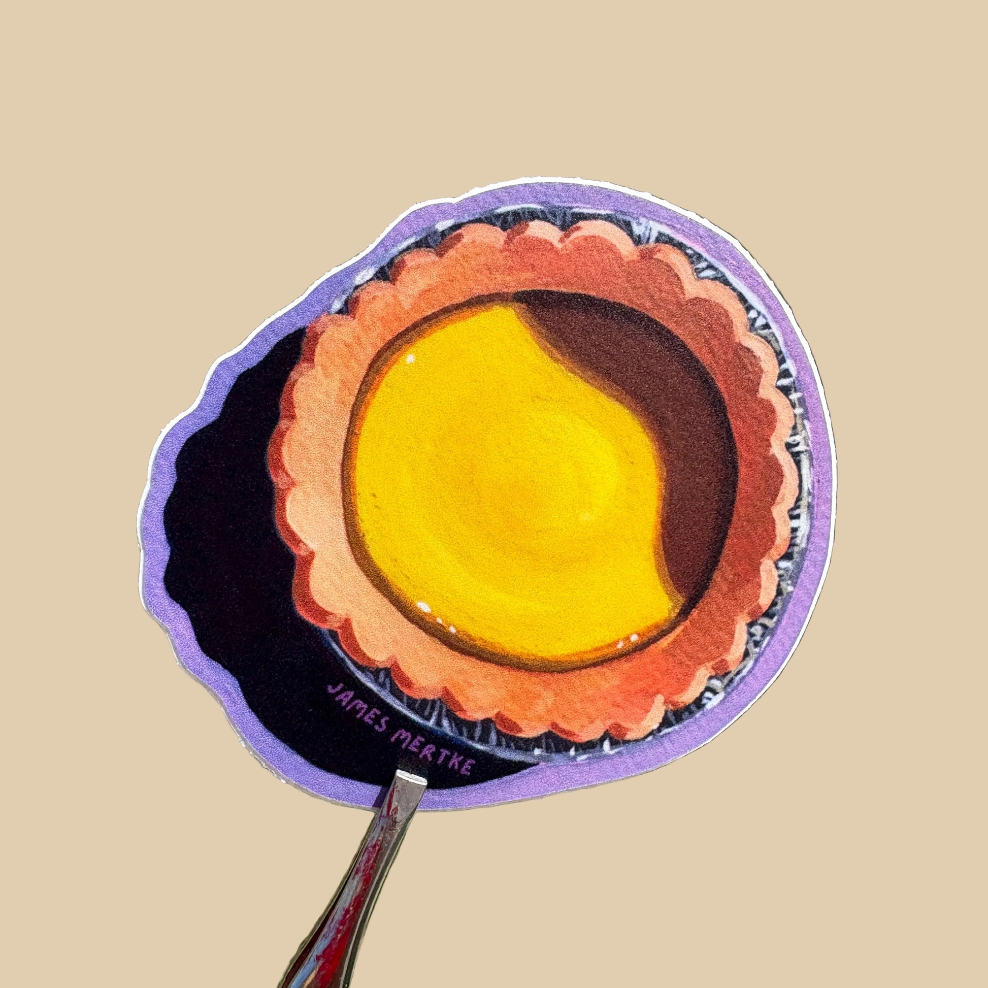 Artistic sticker of an egg tart