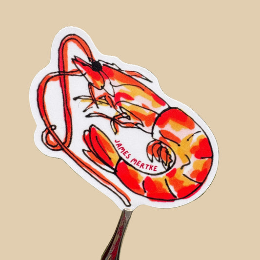 Sticker of an illustrated shrimp
