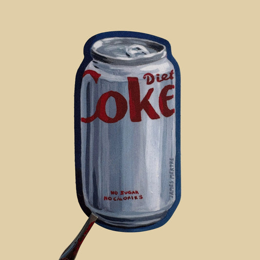 A sticker featuring a can of diet soda