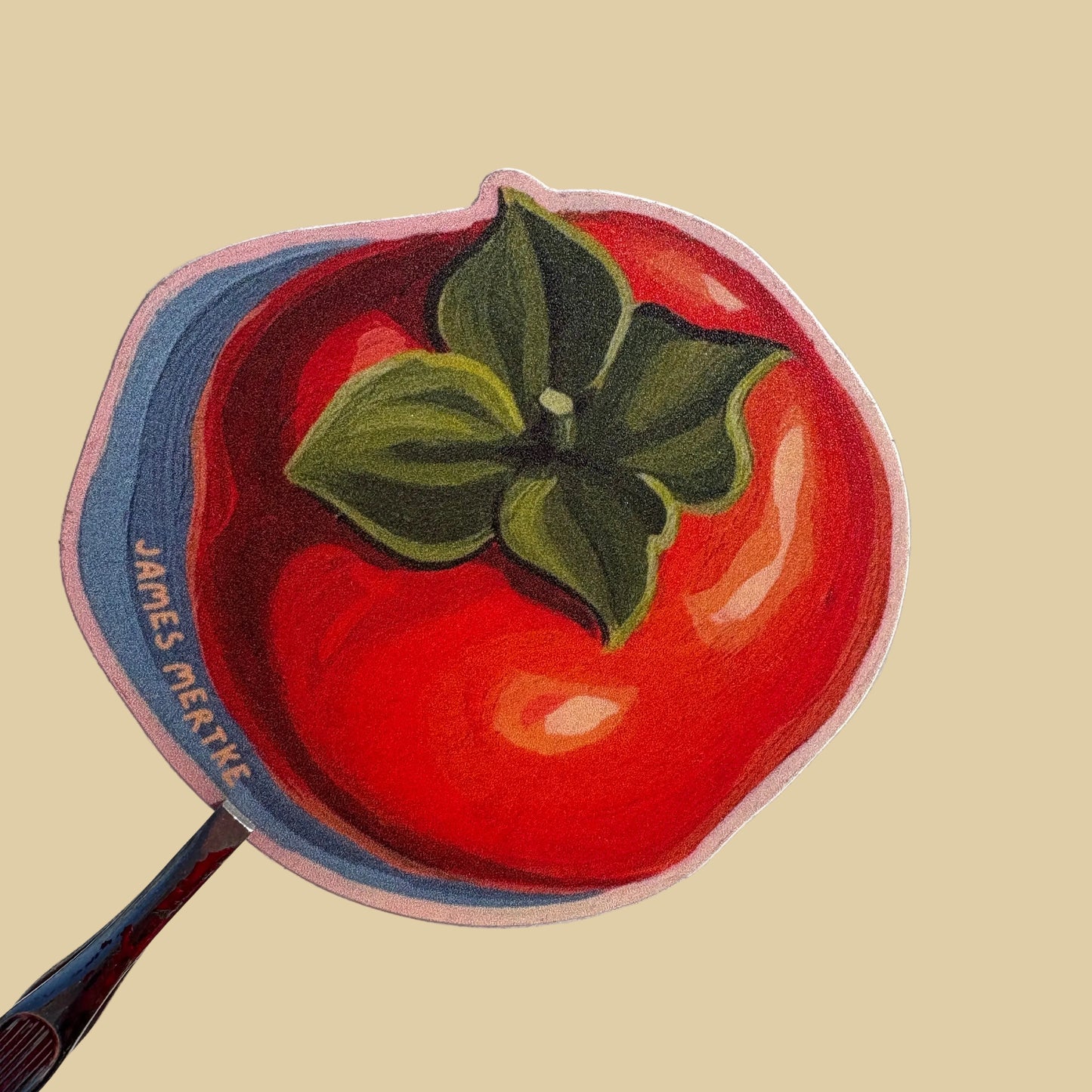 A sticker of an orange fuyu persimmon