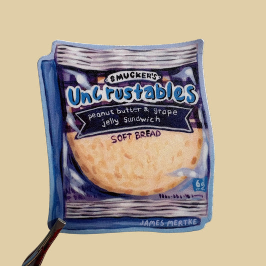 A sticker of a nostalgic peanut butter and jelly sandwich 
