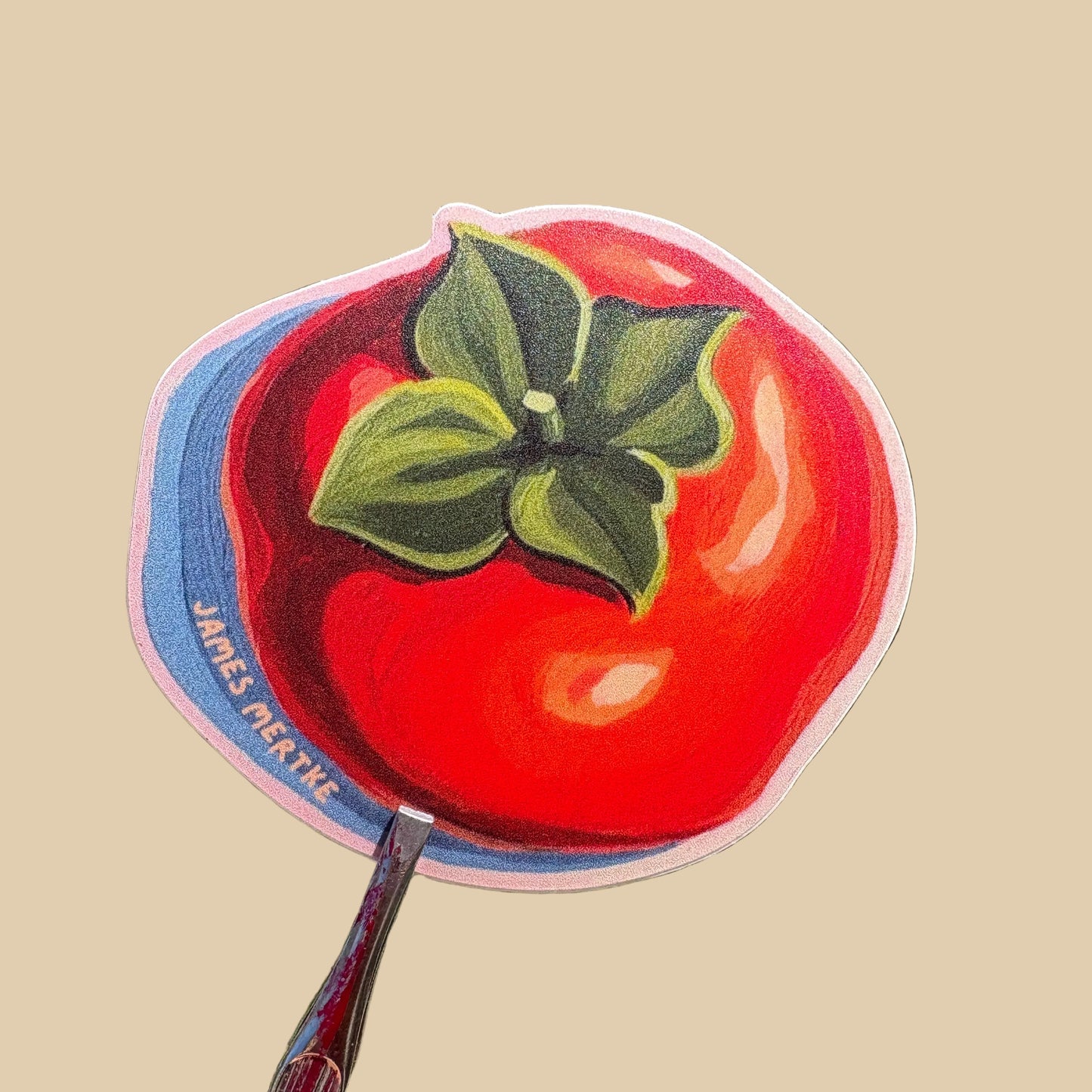 Colorful illustrated sticker of a persimmon