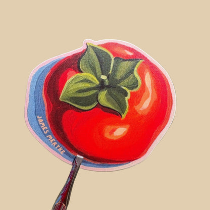 Colorful illustrated sticker of a persimmon